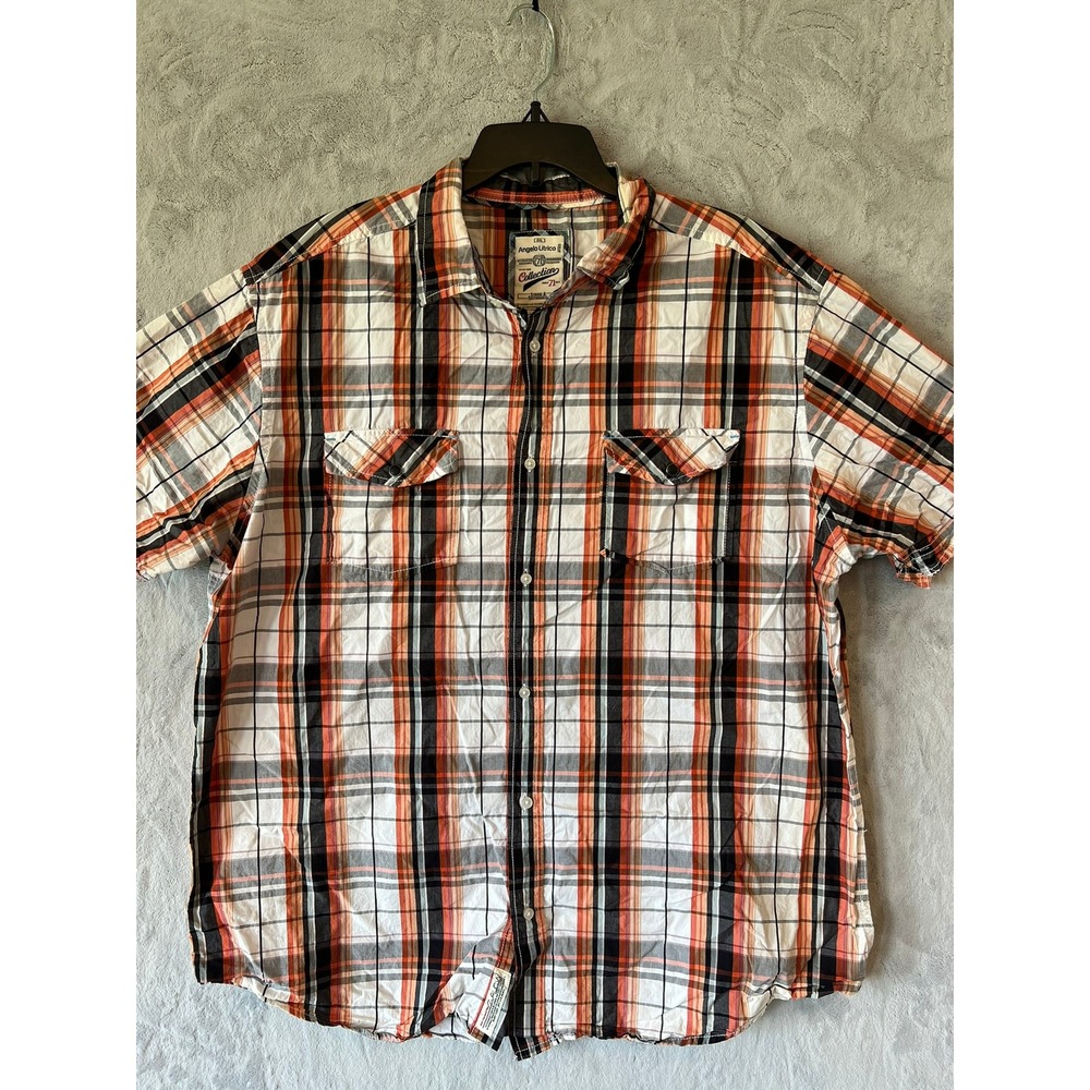 Angelo Litrico Collection‎ Plaid Shirt Mens 2XL Short Sleeve Button Up